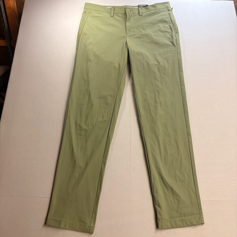 NWT FLX Premium Slim Pants Mens 40x36 Olive 4-Way Stretch Flat Front